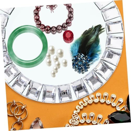 KOMBIUDA Glass Jewelry Tray round Decorative Ring Dish for Desktop
