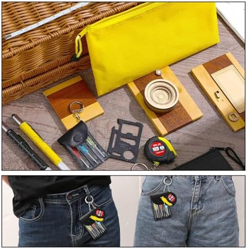 Lasnten 50 Pcs Mini Tape Screwdriver Keychain Set Bulk, Black+Yellow