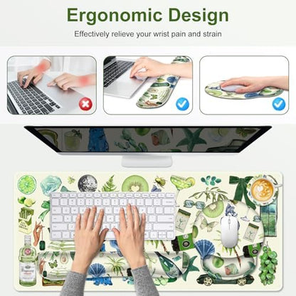 Mouse Pad, 4 in1 Large Desk Mat, Desk Pad Matt for Desktop, Anti-Slip