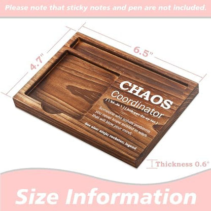 Chaos Coordinator Sticky Note Holder Wooden Notepad & Pen Holder