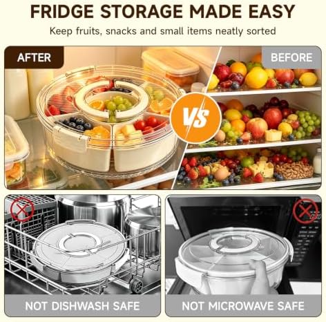 Divided Serving Tray, Snackle Box Container with Lid & Handle