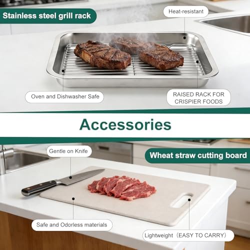 Grill Prep and Carry System, Large Stainless Steel Food Prep Tray with