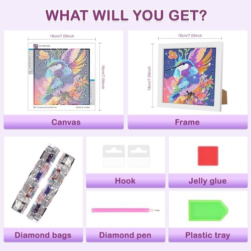 Bowetile Hummingbird 5D Diamond Art Kits for Adults Beginners with