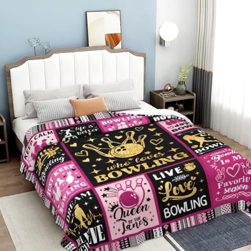 Bowling Blanket Throw Gifts for Women Men Sport Stuff Blankets Bedding