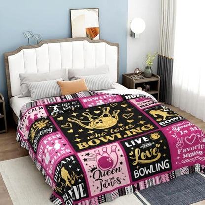 Bowling Blanket Throw Gifts for Women Men Sport Stuff Blankets Bedding