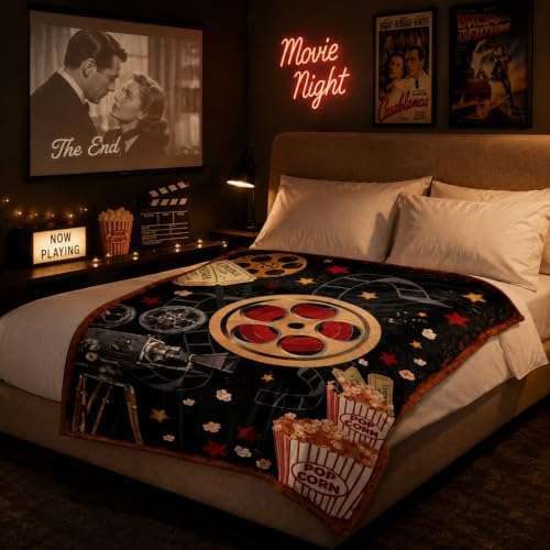 HunnmingRe 2 Pcs Movie Night Throw Blankek 60"x 50" and Sock Gifts Set