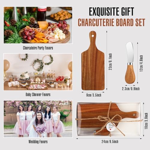 Tioncy 6 Pack Mini Cheese Board with Knife Set, Gift Boxes,Acacia Wood