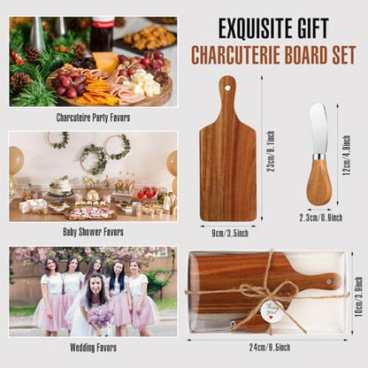 Tioncy 6 Pack Mini Cheese Board with Knife Set, Gift Boxes,Acacia Wood