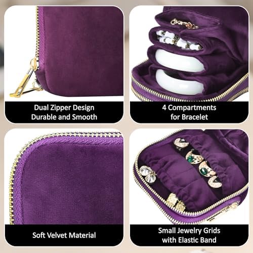 shunmei Portable Travel Jewelry Case with Smooth Double Metal