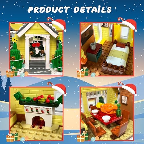 Snow Village & RV Building Set with LED Lights, 2 in 1 Christmas