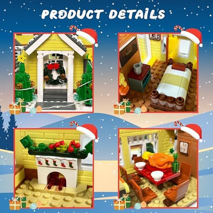 Snow Village & RV Building Set with LED Lights, 2 in 1 Christmas
