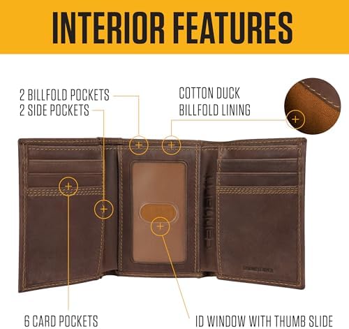 Carhartt Leather Triple-Stitched Trifold Wallet Brown