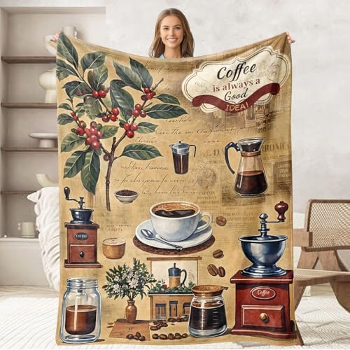 Coffee Gifts Throw Blankets for Women Men, Coffee Lovers Birthday