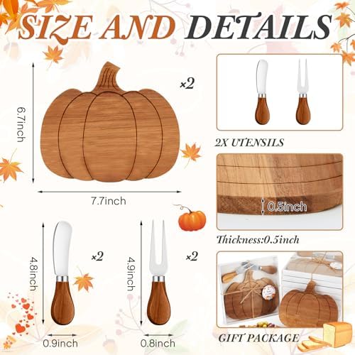 Ziliny 2 Sets Fall Pumpkin Charcuterie Boards, Mini Cheese Board Gifts