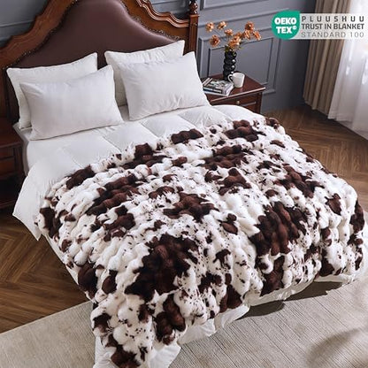 Faux Fur Throw Blanket for Couch, Fluffy Fuzzy Plush Bubble Blanket