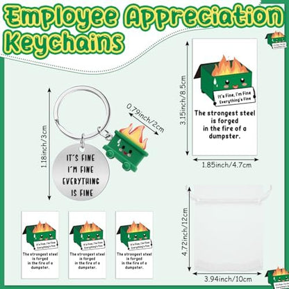 12 Sets Positive Dumpster Keychain Gifts for Teacher Nurse Coworker