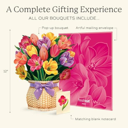 Freshcut Paper Festive Tulips 12" Life-Sized 3D Pop Up Card