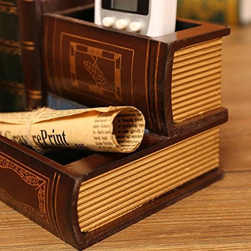 Tosnail Decorative Pen Holder with Storage Compartment, Wooden Pencil