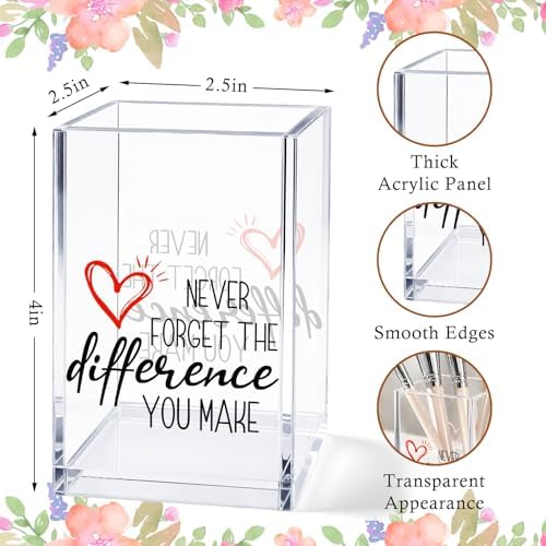 Acrylic Pen Holder Cup, “Never Forget the Difference You Make” Desk