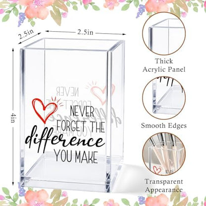 Acrylic Pen Holder Cup, “Never Forget the Difference You Make” Desk