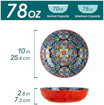vancasso Large Serving Bowls,78 Oz Salad Bowls Set of 2, Red