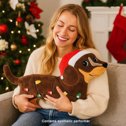 Tian Zhun Christmas Pillows Dachshund Pillows 13.8 x 12.21 Inch