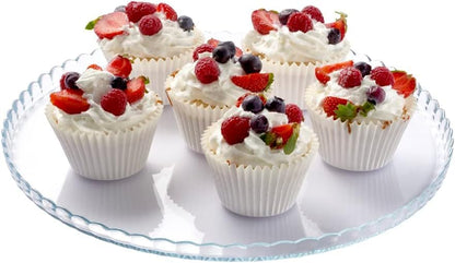 Glass Service Tray 12.75 inch, Large Cupcakes Dessert Appetizer Plate