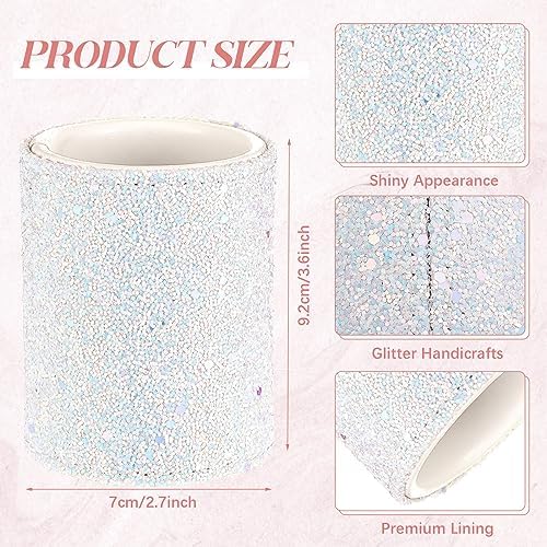 Sabary 8 Pcs White Diamond Pens with Glitter Desk Pen Holder for Women