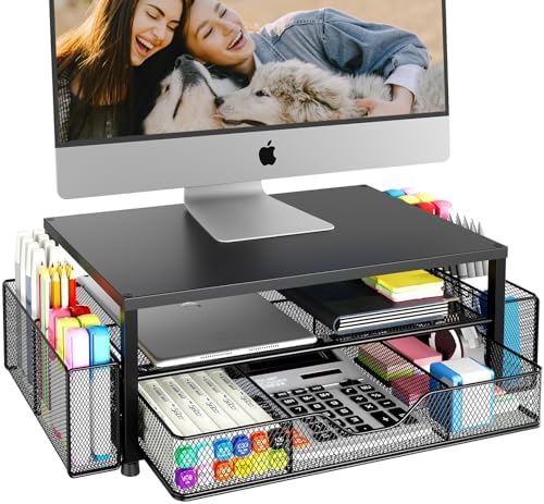 OPNICE Desk Organizer and Accessories, 2-Tier Computer Monitor Stand