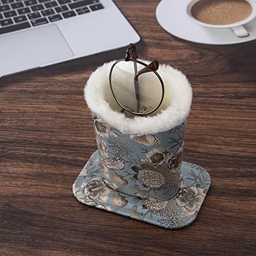 Pack of 2 Plush Lined Eyeglasses Holder Stand Protective Glasses Case