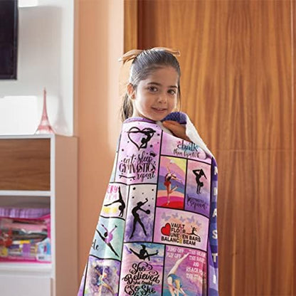 Mosslink Gymnastics Lovers Blanket Gymnast Gifts for Girls Kids Teens
