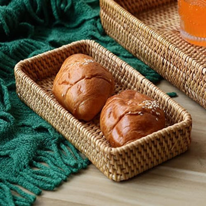Pilarmuture Rattan Serving Vanity Tray: Sturdy Storage Basket for