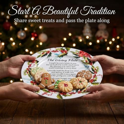 Gift Boutique Set of 4 Christmas Giving Plate with Poem Metal Tin 13”