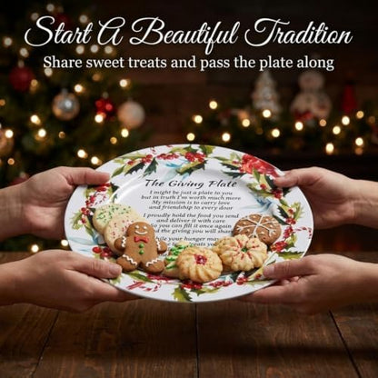 Gift Boutique Set of 4 Christmas Giving Plate with Poem Metal Tin 13”