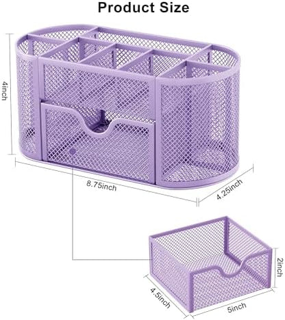 EasyPAG Mesh Pen Holder Desk Organizer with Drawer Stationery Supplies