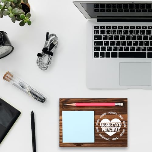Assistant Principal Thank You Gift, Rustic Wooden Pencil Note Holder