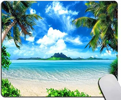 Beach Mouse Pad, Tropical Palm Trees and Cool Seawater Island