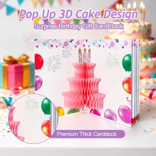 Happy Birthday Gift Card Book, Cash Money Gifts Cards Booklet -White