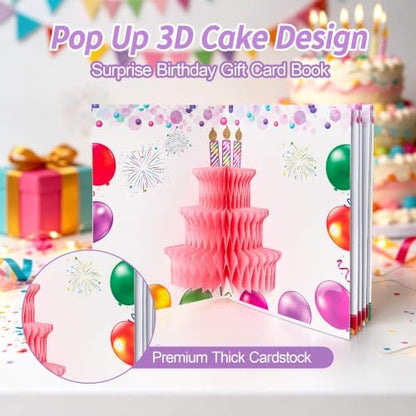 Happy Birthday Gift Card Book, Cash Money Gifts Cards Booklet -White