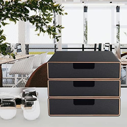 Stackable Organizer Drawer PU Leather Classic Handmade,Organize Home