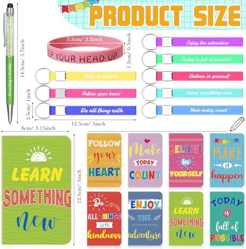64 Pcs Inspirational Gift Bulk Notebook Pen Bracelet Keychain