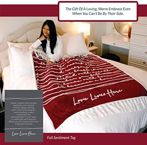 Pavilion Gift Company - Love Lives Here 50" x 60" Luxury Sherpa Tassel