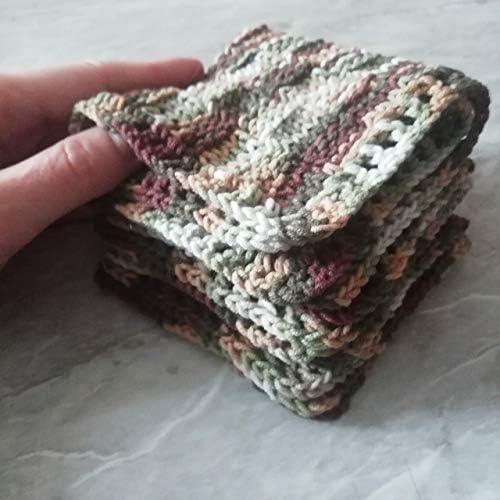 Knitted Dish Cloths Handmade 3-Piece Hand Knit Dishwashers Reusable