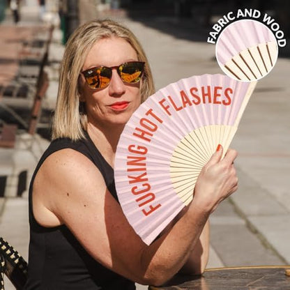 Fisura – Original Folding Fan with Message “Hot Flashes”. Handheld