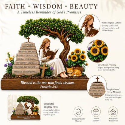 Christian Gifts for Women: "God Says I Am" Bible Verse Wooden Desk