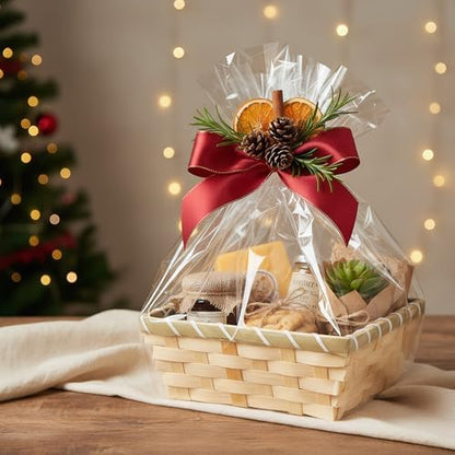 TOPZEA 10 Pack Natural Bamboo Gift Baskets, 7.5" Square Woven Fruit