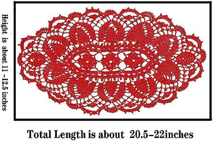SUNONE11HKA 21 Inch Length Oval Lace Crochet Flowers Doilies