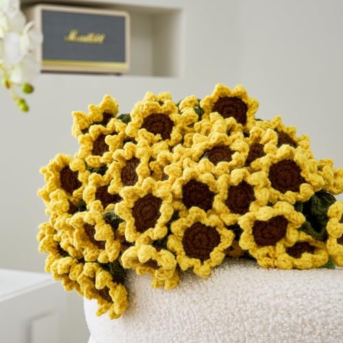 Longhui bedding Crochet Flower Bouquet Throw Blanket, Handmade Knitted