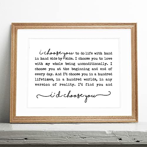 I Choose You Romantic Quote Bedroom Sign Above the Bed Wedding Gift