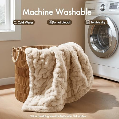 Madison Park Ruched Fur Throw Faux Fur Blanket for Sofa, 50" x 60"